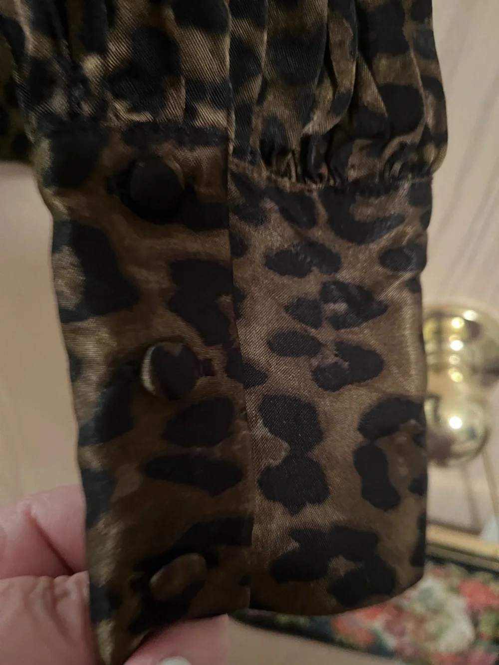 Zara Leopard Print Brown and Black Mock Neck Blouse - Picture 3 of 12